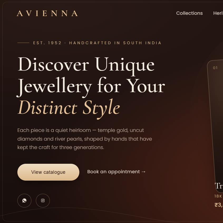 AVIENNA luxury fine jewellery e-commerce website design