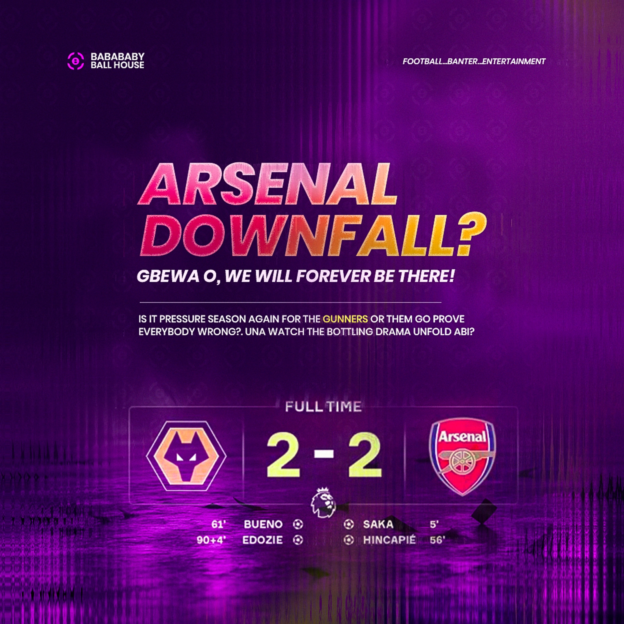 a social media design and graphic designed for a football banter community for engagement and tractions on telegram